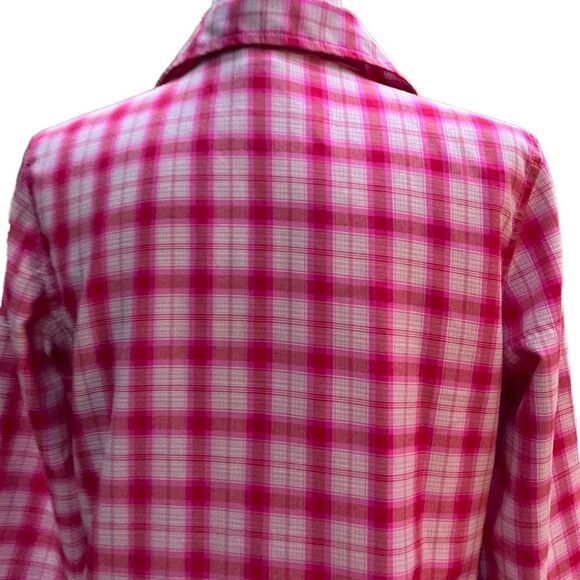 Odlo Pink Plaid Button Down Rugged Top Blouse Shirt Designed for Layering Size S - Picture 6 of 13